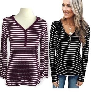 JW Style maroon and white striped top